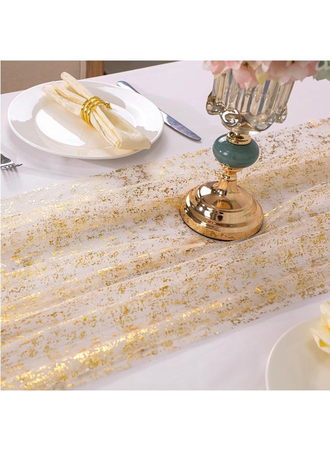 70 * 300cm gold watch runner transparent chiffon chiffon chiffon, glitter metal foil,  wedding anniversary, birthday party,  party event,  Christmas table decoration - Image 2